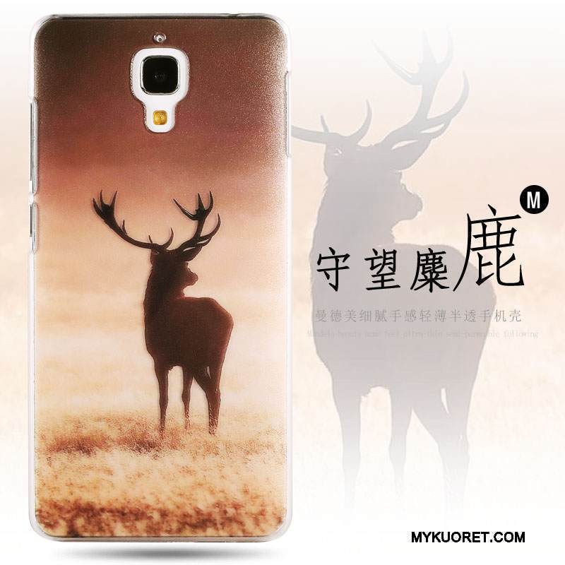 Kuori Mi 4 Sarjakuva Keltainen Murtumaton, Kotelo Mi 4 Suojaus Puhelimen Kuoret Pesty Suede