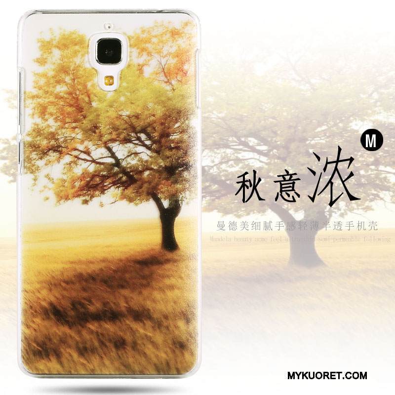 Kuori Mi 4 Sarjakuva Keltainen Murtumaton, Kotelo Mi 4 Suojaus Puhelimen Kuoret Pesty Suede