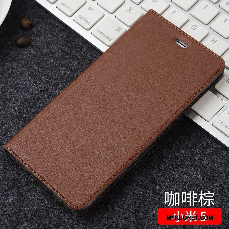 Kuori Mi 5 Kuoret Pieni Puhelimen Kuoret, Kotelo Mi 5 Nahka Musta Murtumaton