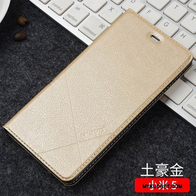 Kuori Mi 5 Kuoret Pieni Puhelimen Kuoret, Kotelo Mi 5 Nahka Musta Murtumaton