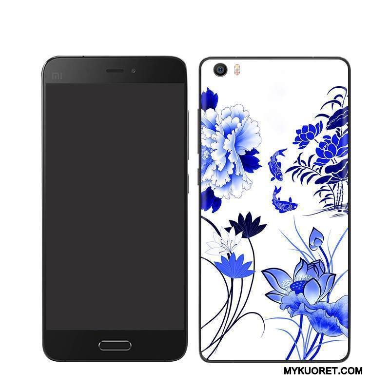 Kuori Mi 5 Maalaus Takakansi Valkoinen, Kotelo Mi 5 Kohokuviointi Pieni Puhelimen Kuoret