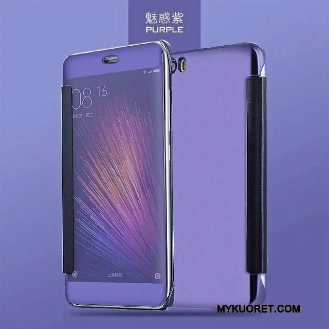 Kuori Mi 5 Nahka Peili Pieni, Kotelo Mi 5 Suojaus Korkea Keltainen