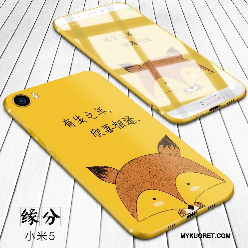 Kuori Mi 5 Silikoni Trendi Keltainen, Kotelo Mi 5 Luova Pesty Suede Murtumaton