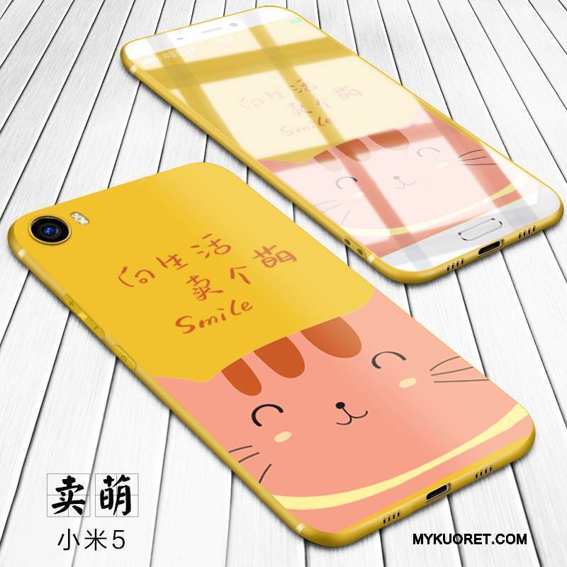 Kuori Mi 5 Silikoni Trendi Keltainen, Kotelo Mi 5 Luova Pesty Suede Murtumaton