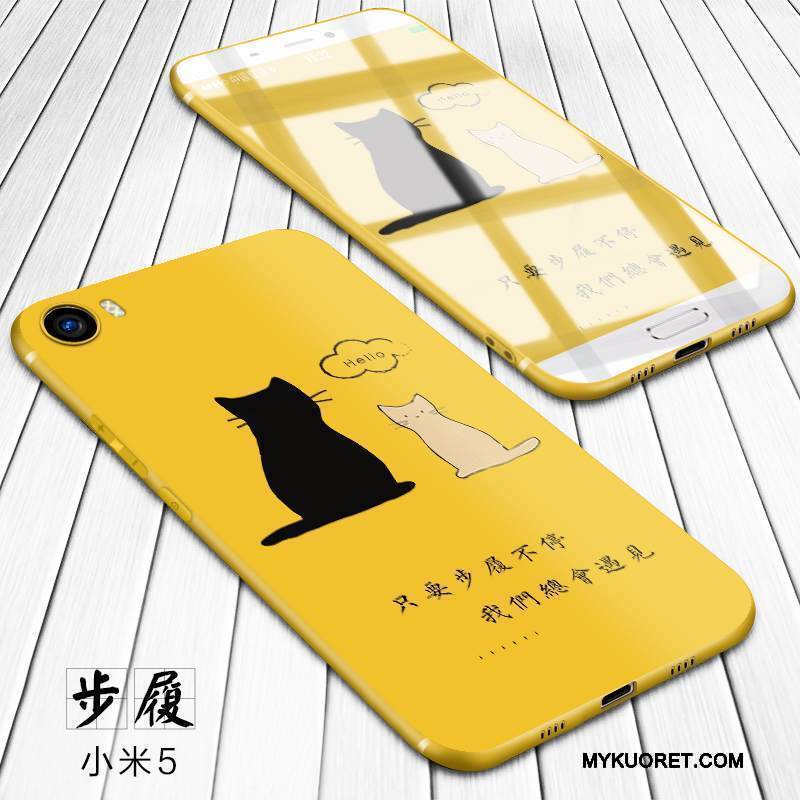 Kuori Mi 5 Silikoni Trendi Keltainen, Kotelo Mi 5 Luova Pesty Suede Murtumaton