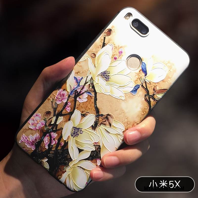 Kuori Mi 5x Kohokuviointi Murtumaton Puhelimen Kuoret, Kotelo Mi 5x Pehmeä Neste Trendi Keltainen