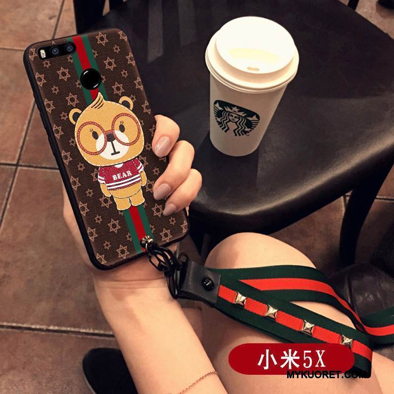 Kuori Mi 5x Laukut Pieni Puhelimen Kuoret, Kotelo Mi 5x Silikoni Ripustettava Kaula Bear