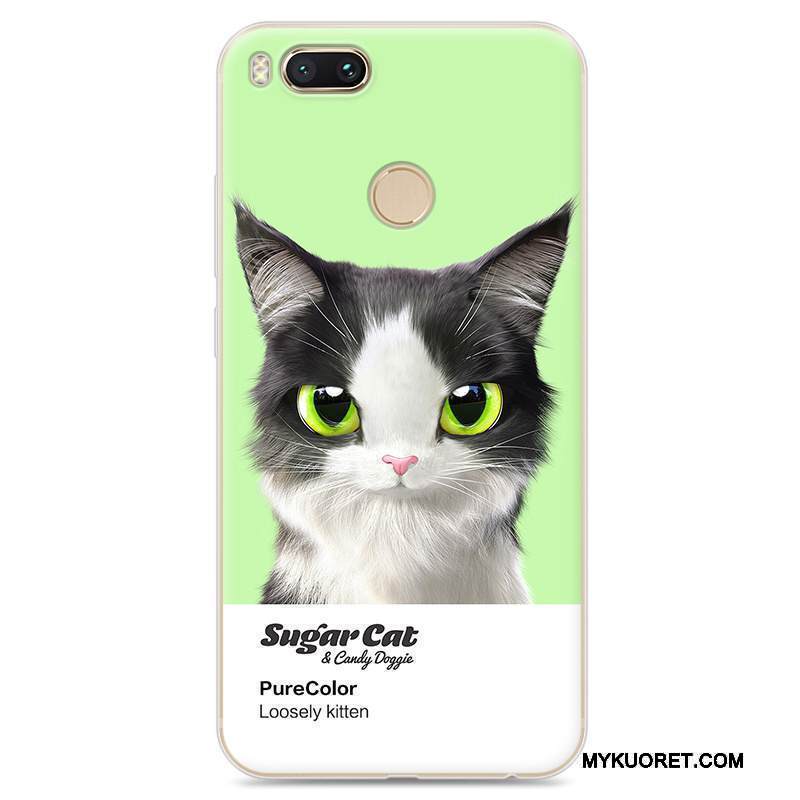 Kuori Mi 5x Sarjakuva Puhelimen Kuoret Keltainen, Kotelo Mi 5x Suojaus Pieni Kissa