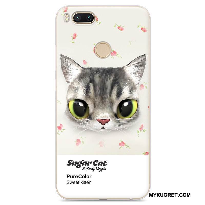 Kuori Mi 5x Sarjakuva Puhelimen Kuoret Keltainen, Kotelo Mi 5x Suojaus Pieni Kissa