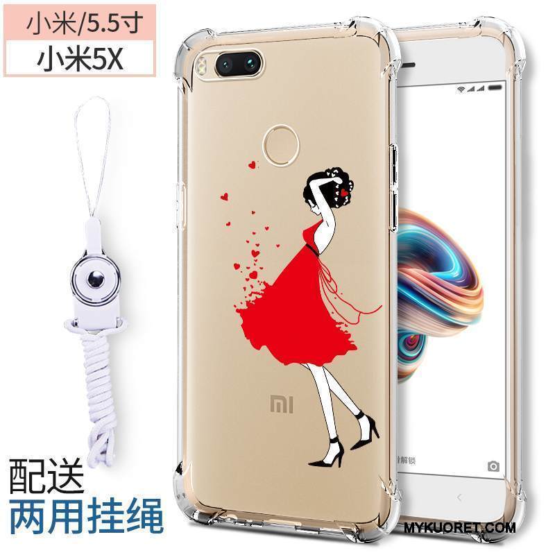 Kuori Mi 5x Silikoni Pieni Puhelimen Kuoret, Kotelo Mi 5x Pehmeä Neste Punainen Murtumaton