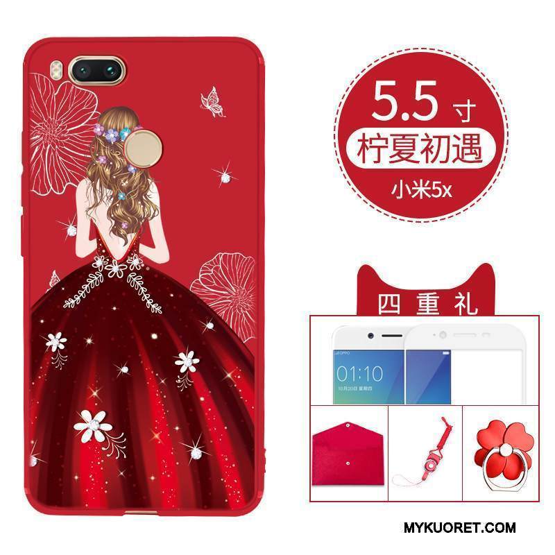 Kuori Mi 5x Silikoni Puhelimen Kuoret Pieni, Kotelo Mi 5x Suojaus Punainen Murtumaton