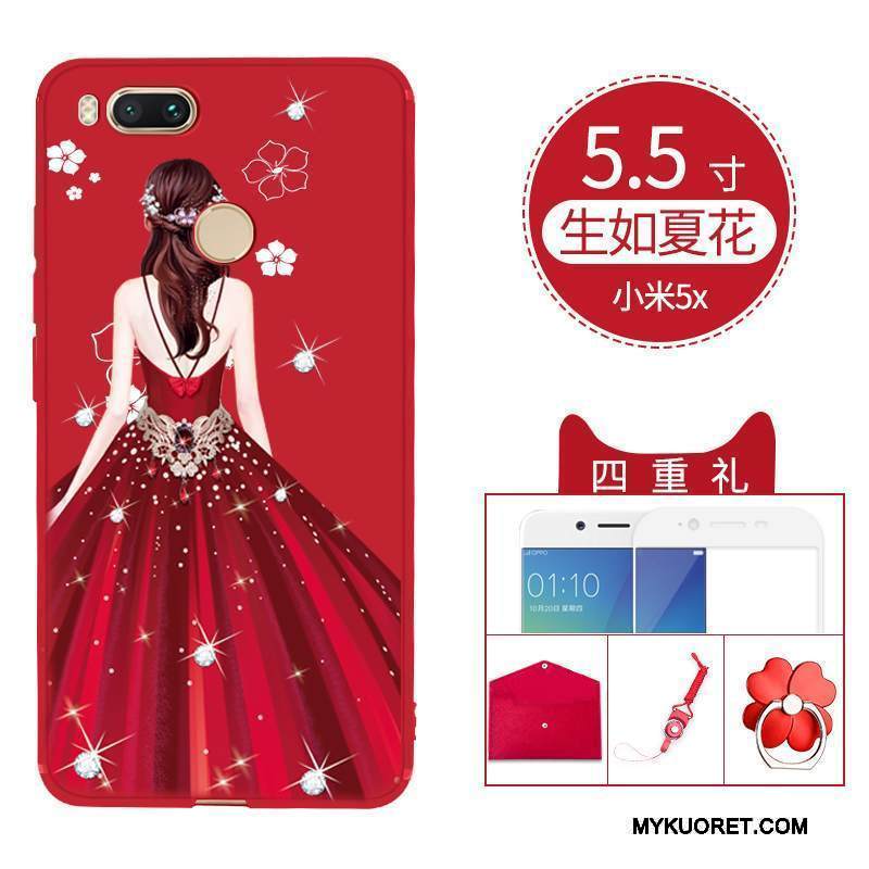 Kuori Mi 5x Silikoni Puhelimen Kuoret Pieni, Kotelo Mi 5x Suojaus Punainen Murtumaton