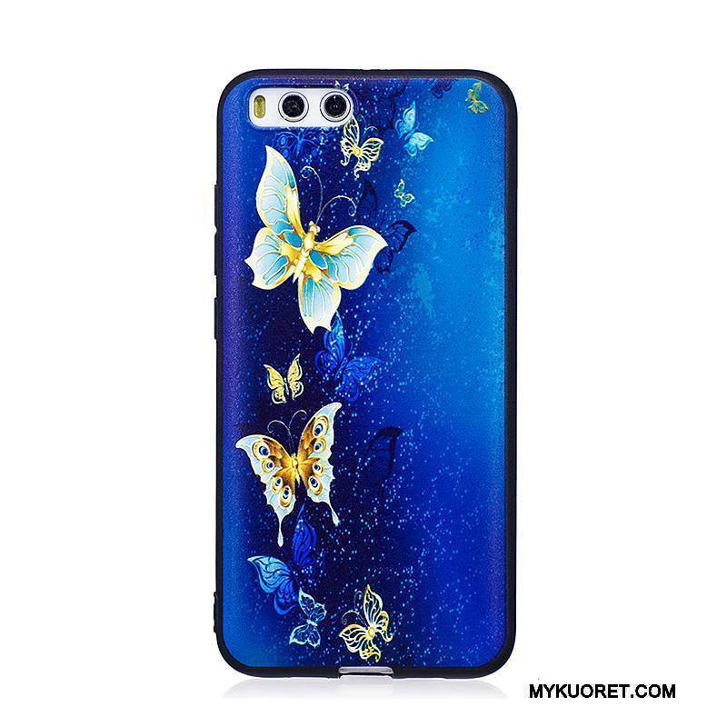 Kuori Mi 6 Pehmeä Neste Musta Puhelimen Kuoret, Kotelo Mi 6 Kohokuviointi Pieni Trendi