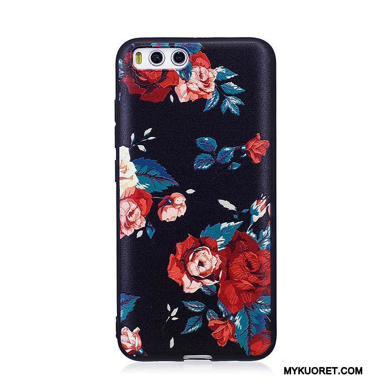 Kuori Mi 6 Pehmeä Neste Musta Puhelimen Kuoret, Kotelo Mi 6 Kohokuviointi Pieni Trendi