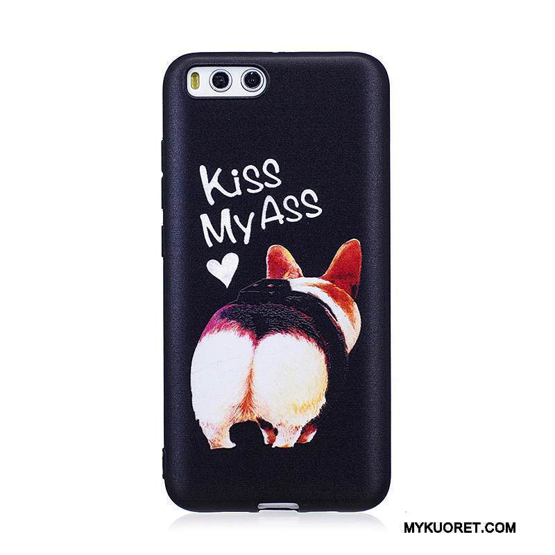 Kuori Mi 6 Pehmeä Neste Musta Puhelimen Kuoret, Kotelo Mi 6 Kohokuviointi Pieni Trendi