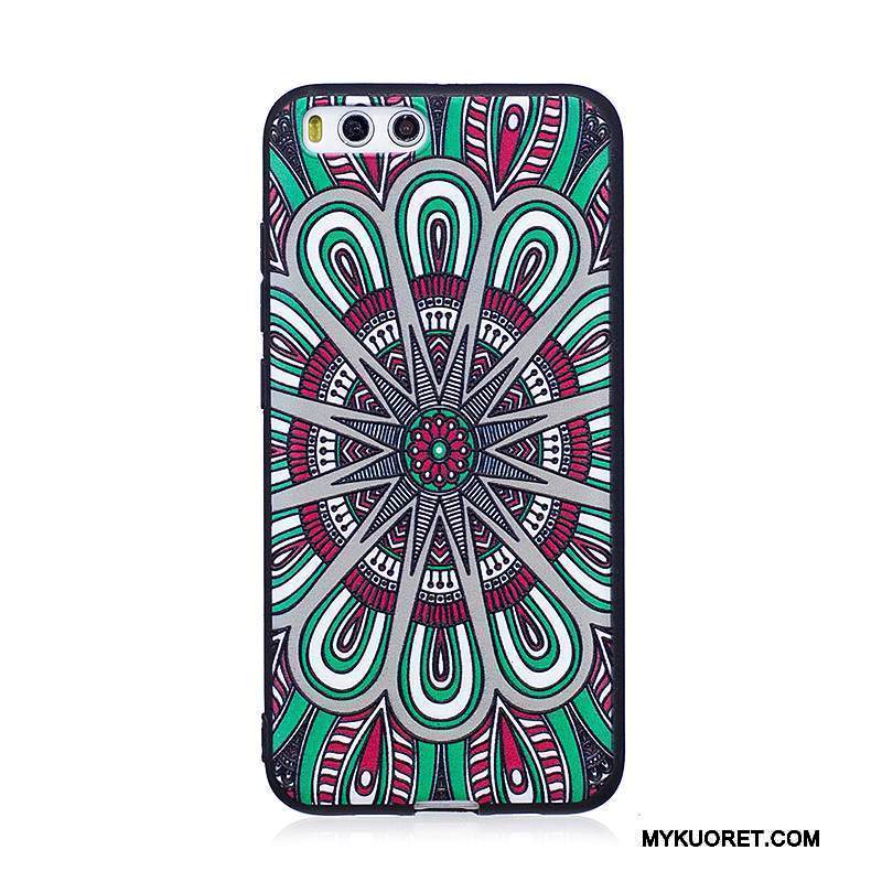 Kuori Mi 6 Pehmeä Neste Musta Puhelimen Kuoret, Kotelo Mi 6 Kohokuviointi Pieni Trendi