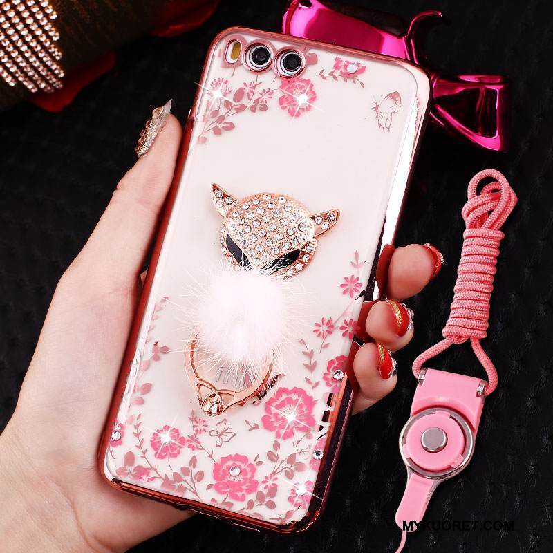 Kuori Mi 6 Pehmeä Neste Puhelimen Kuoret Rengas, Kotelo Mi 6 Strassi Pieni Ripustettava Kaula