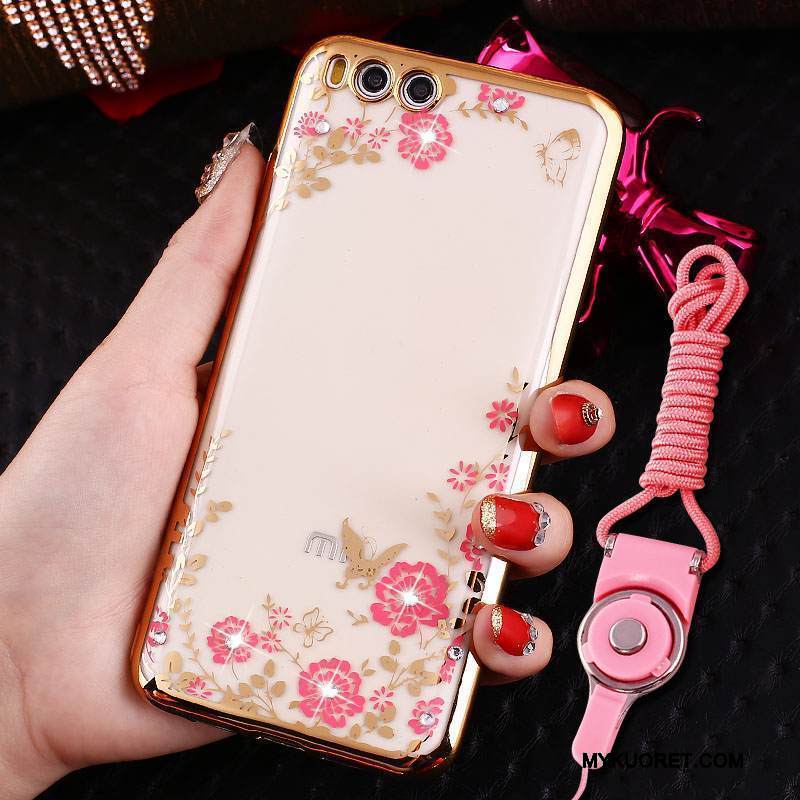Kuori Mi 6 Pehmeä Neste Puhelimen Kuoret Rengas, Kotelo Mi 6 Strassi Pieni Ripustettava Kaula