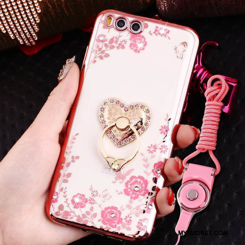 Kuori Mi 6 Pehmeä Neste Puhelimen Kuoret Rengas, Kotelo Mi 6 Strassi Pieni Ripustettava Kaula