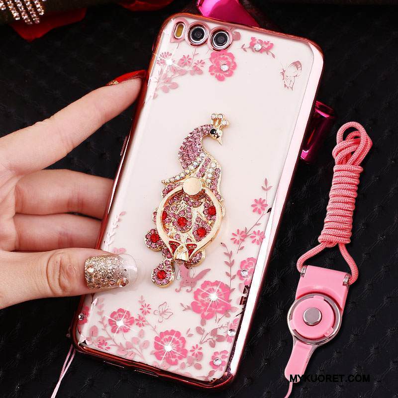 Kuori Mi 6 Pehmeä Neste Puhelimen Kuoret Rengas, Kotelo Mi 6 Strassi Pieni Ripustettava Kaula