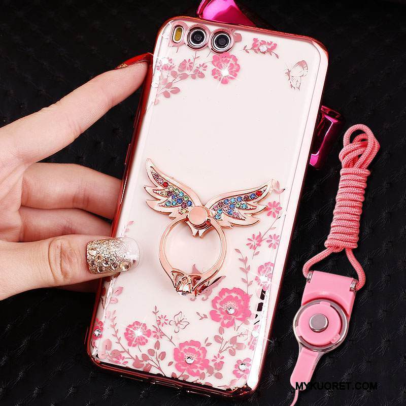 Kuori Mi 6 Pehmeä Neste Puhelimen Kuoret Rengas, Kotelo Mi 6 Strassi Pieni Ripustettava Kaula