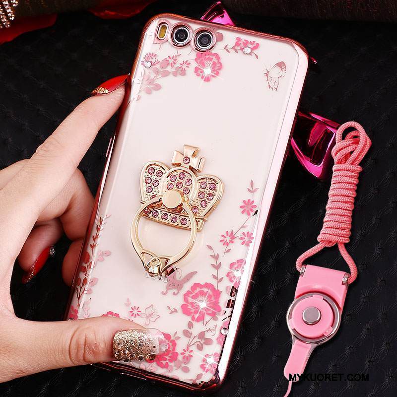 Kuori Mi 6 Pehmeä Neste Puhelimen Kuoret Rengas, Kotelo Mi 6 Strassi Pieni Ripustettava Kaula
