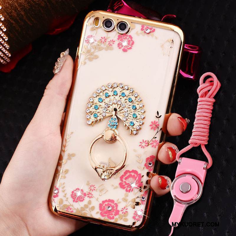 Kuori Mi 6 Pehmeä Neste Puhelimen Kuoret Rengas, Kotelo Mi 6 Strassi Pieni Ripustettava Kaula
