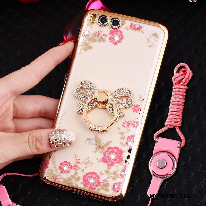 Kuori Mi 6 Pehmeä Neste Puhelimen Kuoret Rengas, Kotelo Mi 6 Strassi Pieni Ripustettava Kaula
