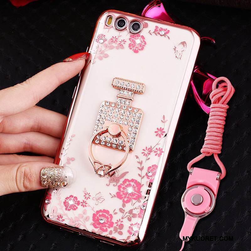 Kuori Mi 6 Pehmeä Neste Puhelimen Kuoret Rengas, Kotelo Mi 6 Strassi Pieni Ripustettava Kaula