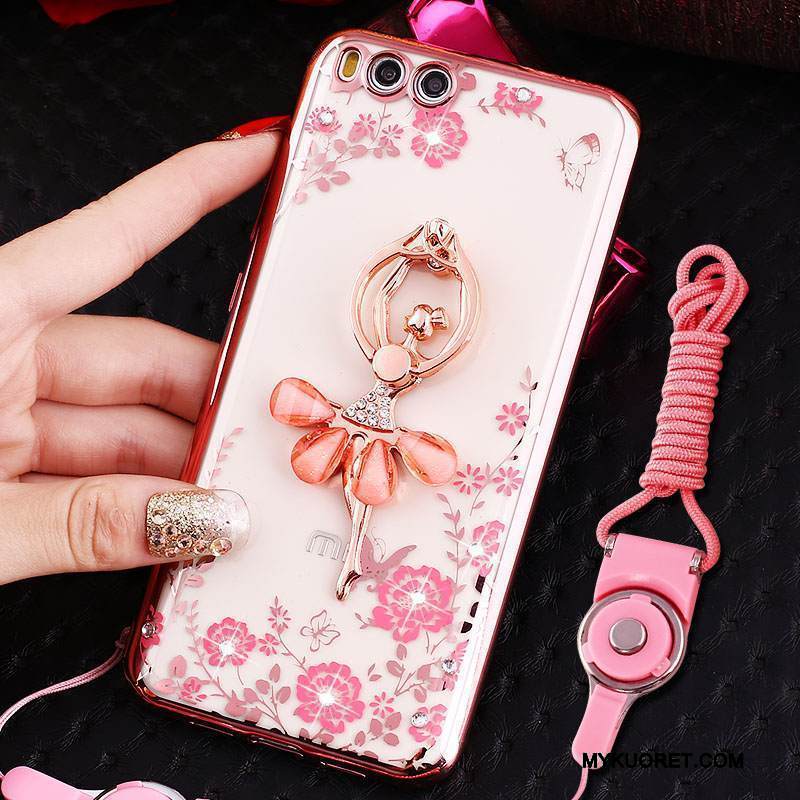 Kuori Mi 6 Pehmeä Neste Puhelimen Kuoret Rengas, Kotelo Mi 6 Strassi Pieni Ripustettava Kaula