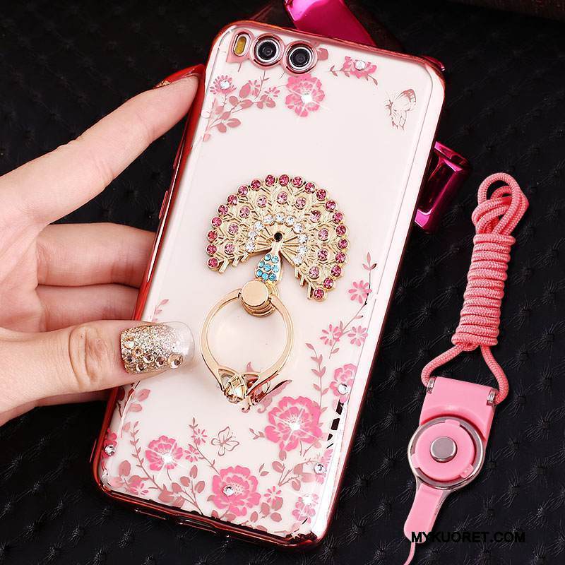 Kuori Mi 6 Pehmeä Neste Puhelimen Kuoret Rengas, Kotelo Mi 6 Strassi Pieni Ripustettava Kaula