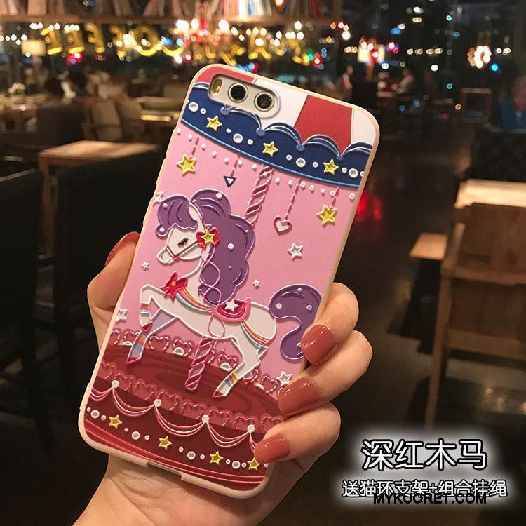 Kuori Mi 6 Sarjakuva Ripustettavat Koristeet Pieni, Kotelo Mi 6 Laukut Punainen Jauhe