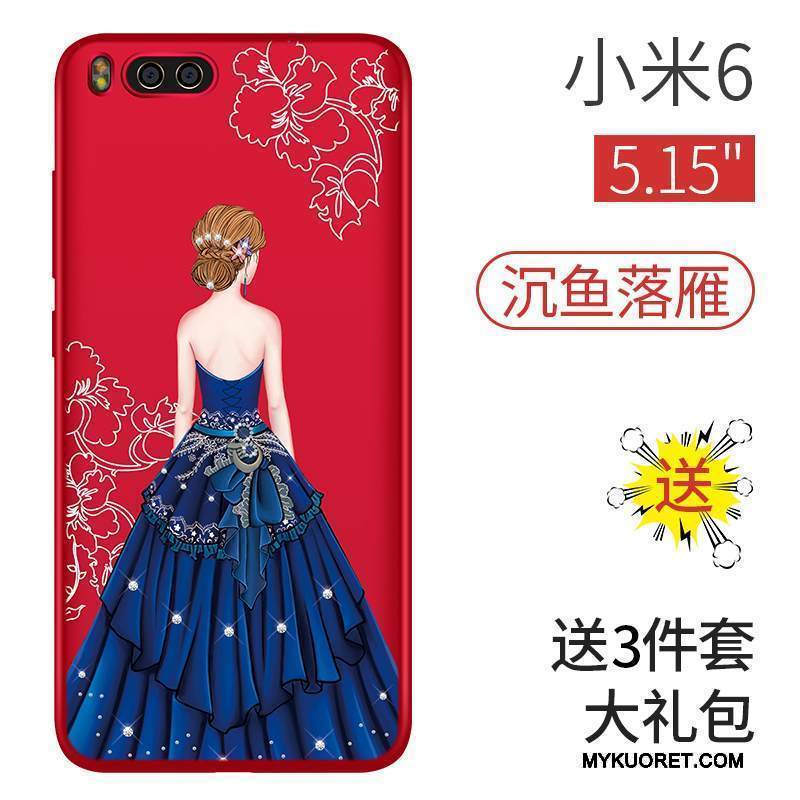 Kuori Mi 6 Suojaus Pieni Kova, Kotelo Mi 6 Laukut Pesty Suede Punainen