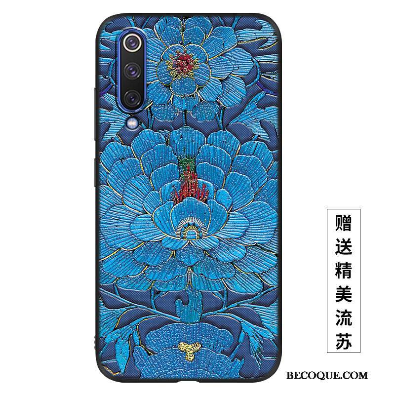 Kuori Mi 9 Lite Silikoni Sininen Pesty Suede, Kotelo Mi 9 Lite Laukut Persoonallisuus Puhelimen Kuoret