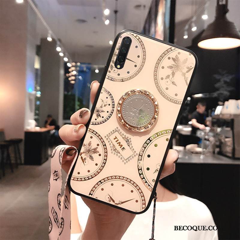 Kuori Mi 9 Lite Strassi Rengas Ripustettavat Koristeet, Kotelo Mi 9 Lite Suojaus Valkoinen Karkaisu