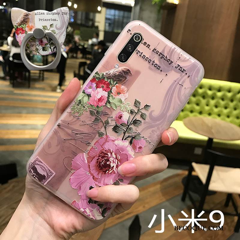 Kuori Mi 9 Pehmeä Neste Punainen Jauhe, Kotelo Mi 9 Vuosikerta Pesty Suede Pieni