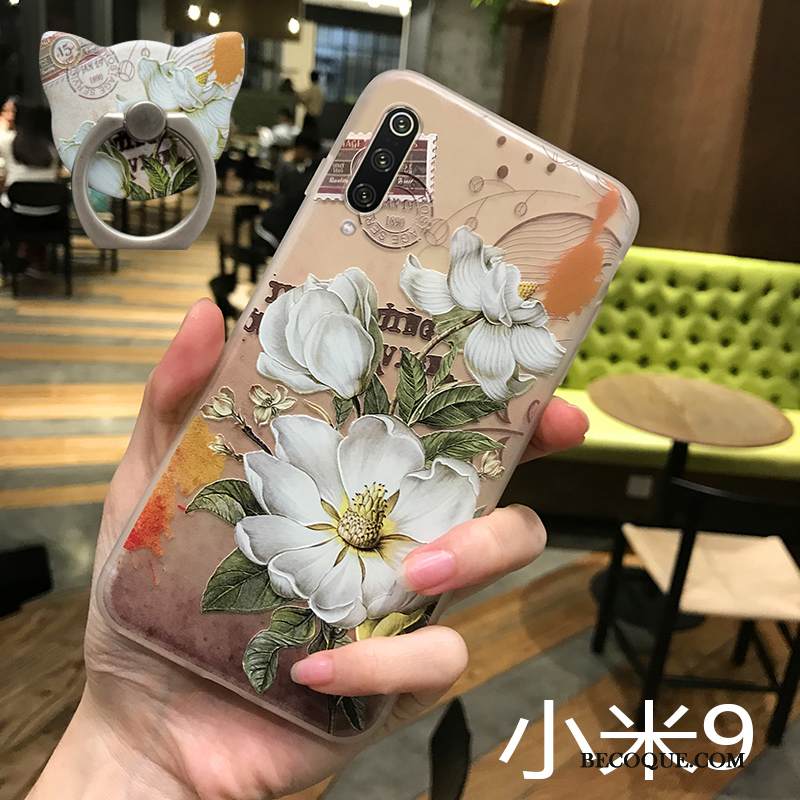 Kuori Mi 9 Pehmeä Neste Punainen Jauhe, Kotelo Mi 9 Vuosikerta Pesty Suede Pieni