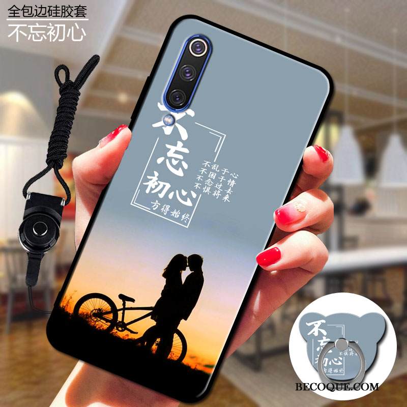 Kuori Mi 9 Se Pehmeä Neste Maisema Violetti, Kotelo Mi 9 Se Silikoni Tummansininen Rengas