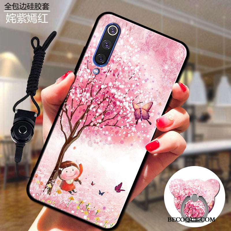 Kuori Mi 9 Se Pehmeä Neste Maisema Violetti, Kotelo Mi 9 Se Silikoni Tummansininen Rengas