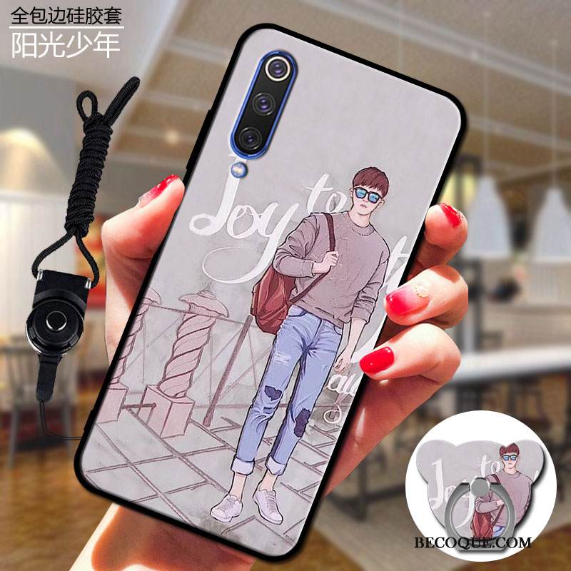 Kuori Mi 9 Se Pehmeä Neste Maisema Violetti, Kotelo Mi 9 Se Silikoni Tummansininen Rengas