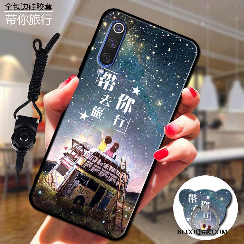 Kuori Mi 9 Se Pehmeä Neste Maisema Violetti, Kotelo Mi 9 Se Silikoni Tummansininen Rengas