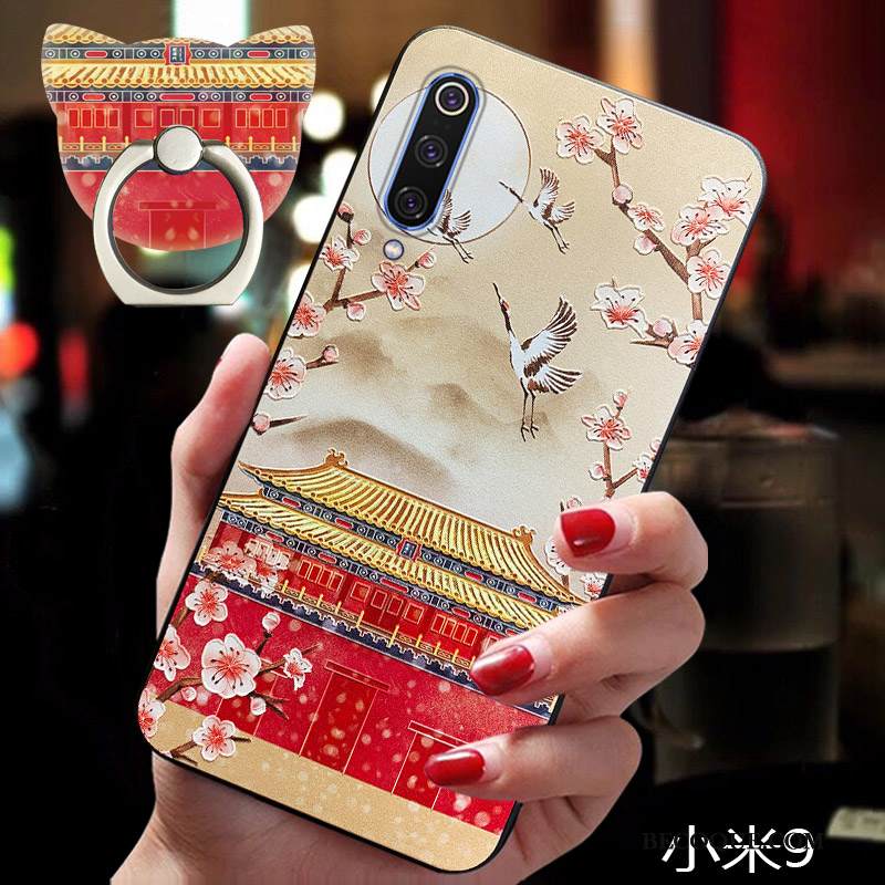 Kuori Mi 9 Silikoni Kiinalainen Tyyli Pieni, Kotelo Mi 9 Laukut Punainen Trendi