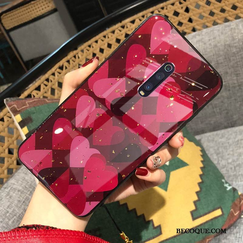 Kuori Mi 9t Pro Suojaus Net Red Rakkaus, Kotelo Mi 9t Pro Tuki Punainen Tide-brändi