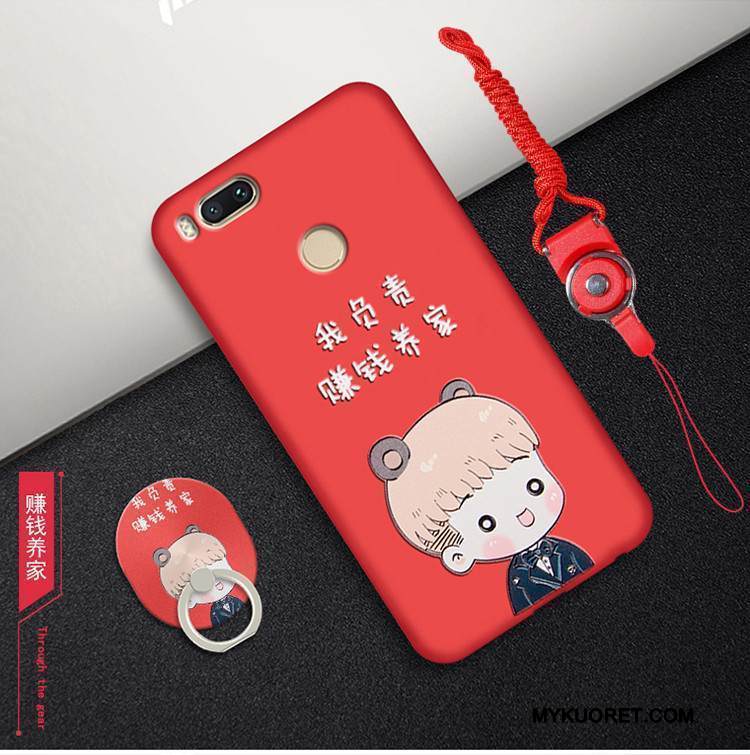 Kuori Mi A1 Laukut Niitti Persoonallisuus, Kotelo Mi A1 Pehmeä Neste Rengas Punainen