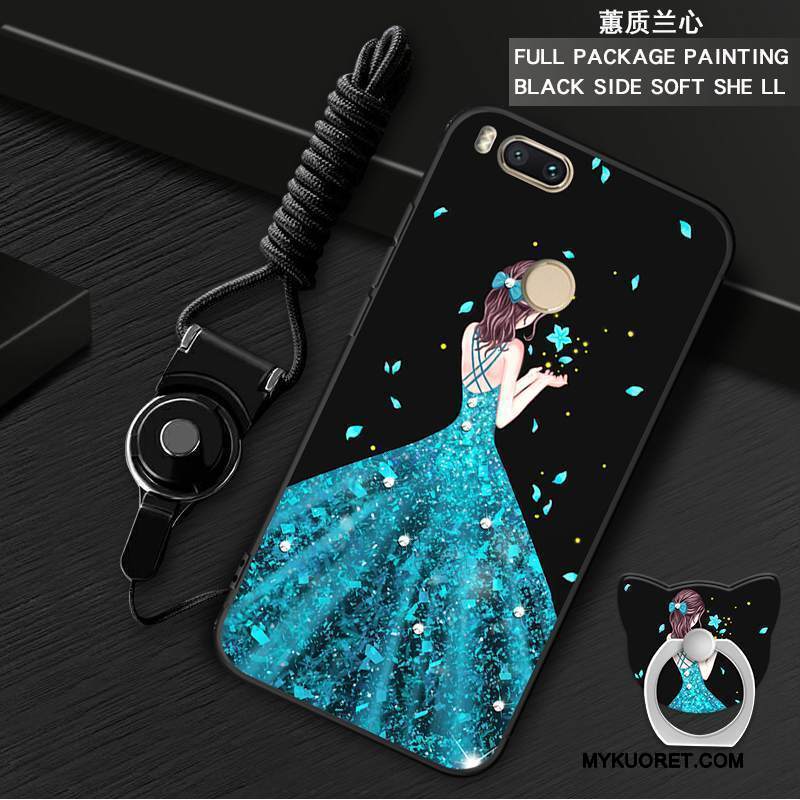 Kuori Mi A1 Pehmeä Neste Rengas Ripustettavat Koristeet, Kotelo Mi A1 Suojaus Harmaa Puhelimen Kuoret