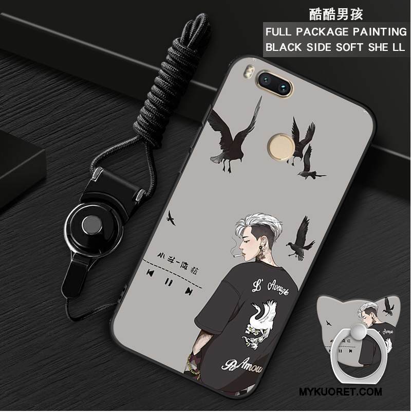 Kuori Mi A1 Pehmeä Neste Rengas Ripustettavat Koristeet, Kotelo Mi A1 Suojaus Harmaa Puhelimen Kuoret