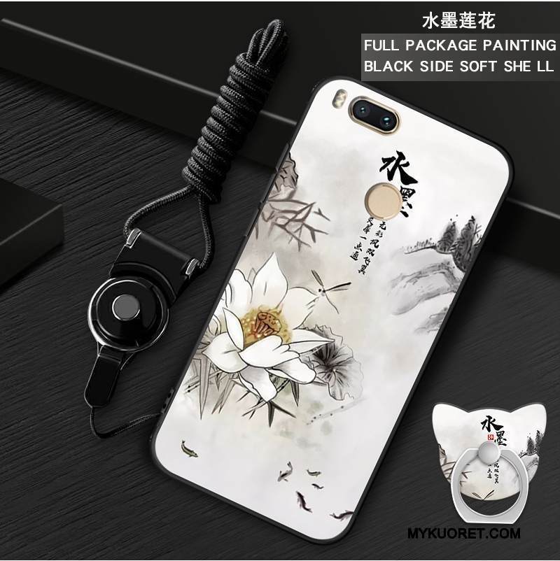 Kuori Mi A1 Pehmeä Neste Rengas Ripustettavat Koristeet, Kotelo Mi A1 Suojaus Harmaa Puhelimen Kuoret