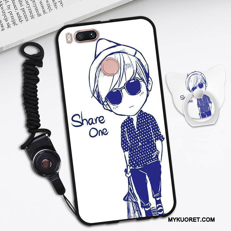 Kuori Mi A1 Sarjakuva Persoonallisuus Pieni, Kotelo Mi A1 Pehmeä Neste Ripustettava Kaula Musta