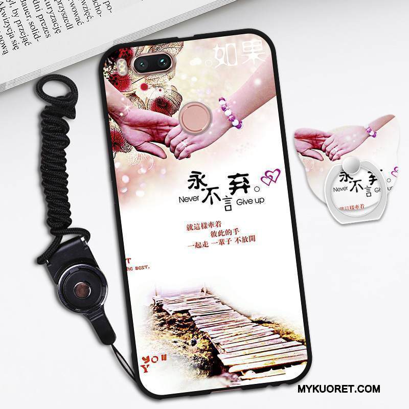 Kuori Mi A1 Sarjakuva Persoonallisuus Pieni, Kotelo Mi A1 Pehmeä Neste Ripustettava Kaula Musta