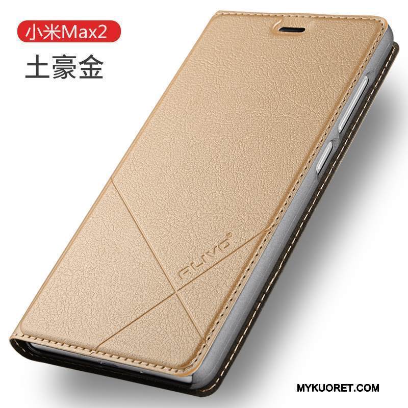 Kuori Mi Max 2 Kuoret Pieni Puhelimen Kuoret, Kotelo Mi Max 2 Nahka Murtumaton Kulta